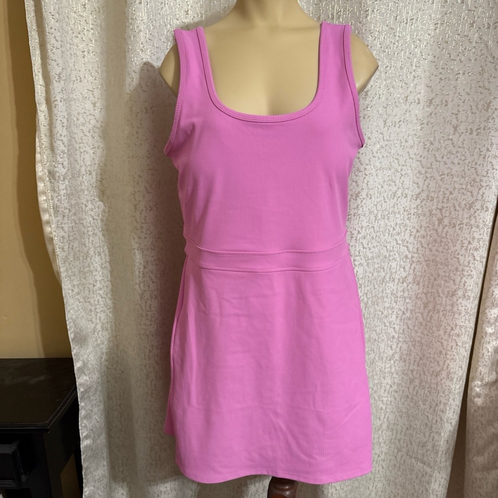 Fabletics Sporty Pink Ribbed Built in Shorts Dress, NWT, Size XL